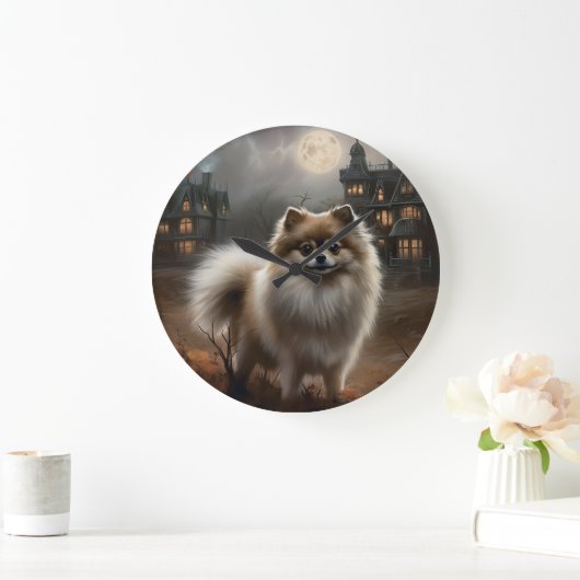 Spitz Halloween Beängstigend Große Wanduhr (Zuhause)