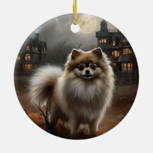 Spitz Halloween Beängstigend Keramik Ornament (Hinten)