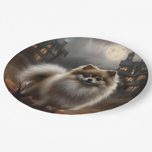 Spitz Halloween Beängstigend Pappteller (Schrägansicht)