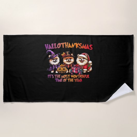 Spitz Halloween Erntedank Weihnachtsklasse Strandtuch (Vorderseite)