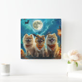 Spitz Halloween Spooky Quadratische Wanduhr (Zuhause)