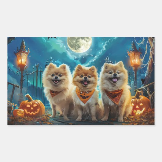 Spitz Halloween Spooky Rechteckiger Aufkleber (Vorderseite)