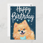 Spitz Happy Birthday Postkarte (Vorne/Hinten)