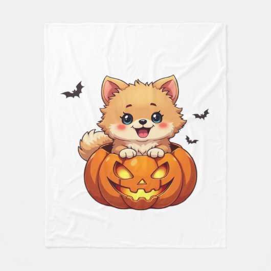 Spitz Happy Halloween Kürbis Classic T-S Fleecedecke (Vorderseite)