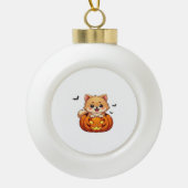 Spitz Happy Halloween Kürbis Classic T-S Keramik Kugel-Ornament (Vorderseite)