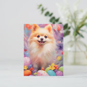 Spitz Happy Oaster Postkarte (Stehend Vorderseite)