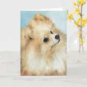 "Spitz Head Study" Grußkarte für Hunde Karte (Gelbe Blume)