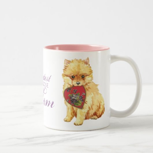 Spitz-Herz-Mama Zweifarbige Tasse (Rechts)