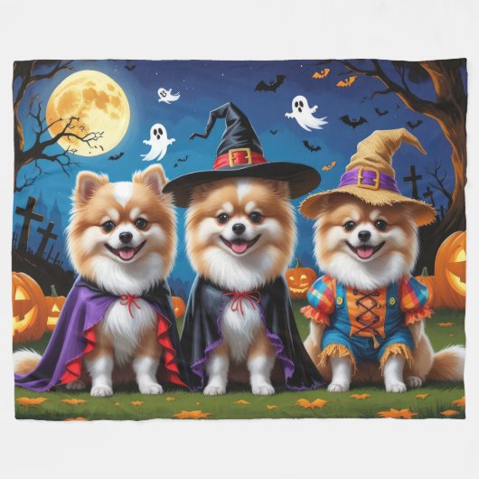 Spitz Hogs Pumpkin Halloween Funny Fleecedecke (Vorderseite (Horizontal))