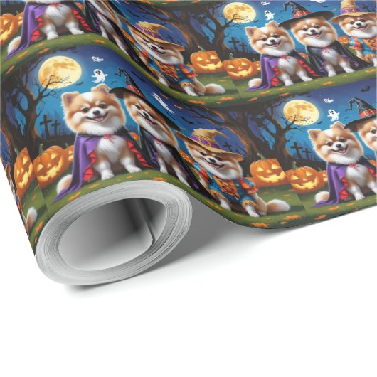 Spitz Hogs Pumpkin Halloween Funny Geschenkpapier (Rolleneckpunkt)