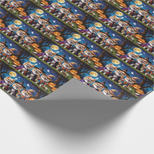 Spitz Hogs Pumpkin Halloween Funny Geschenkpapier (Ecke)