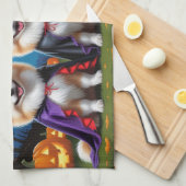 Spitz Hogs Pumpkin Halloween Funny Geschirrtuch (Viertel Falte)