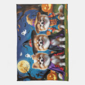 Spitz Hogs Pumpkin Halloween Funny Geschirrtuch (Vertikal)