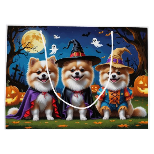 Spitz Hogs Pumpkin Halloween Funny Große Geschenktüte (Rückseite)
