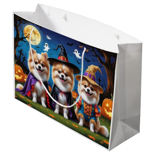 Spitz Hogs Pumpkin Halloween Funny Große Geschenktüte (Rückseite Schrägansicht)