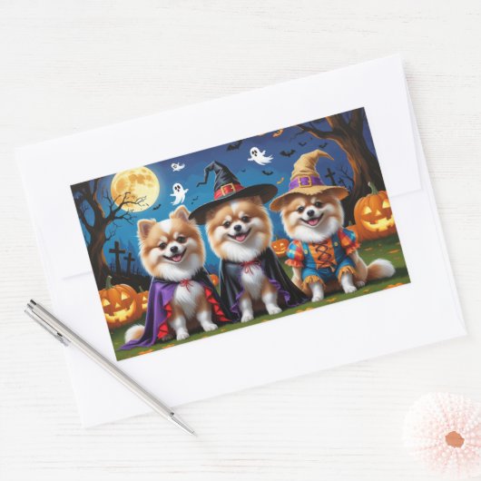 Spitz Hogs Pumpkin Halloween Funny Rechteckiger Aufkleber (Umschlag)