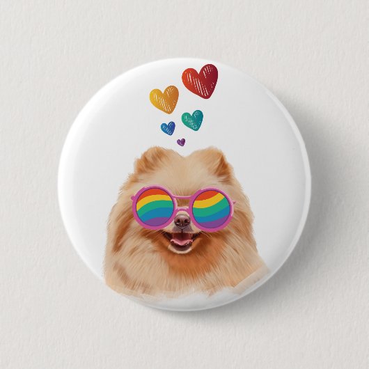Spitz Hund am Herztag Valentinstag Button (Vorderseite)