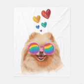 Spitz Hund am Herztag Valentinstag Fleecedecke (Vorderseite)