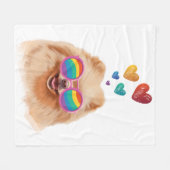 Spitz Hund am Herztag Valentinstag Fleecedecke (Vorderseite (Horizontal))