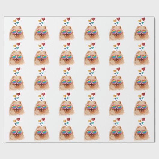 Spitz Hund am Herztag Valentinstag Geschenkpapier (Flach)