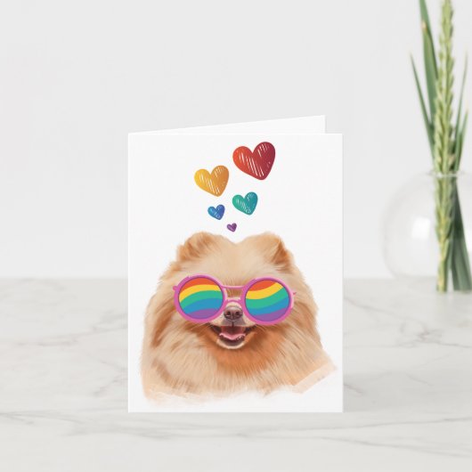 Spitz Hund am Herztag Valentinstag Karte (Vorderseite)