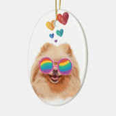 Spitz Hund am Herztag Valentinstag Keramik Ornament (Links)