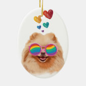 Spitz Hund am Herztag Valentinstag Keramik Ornament (Hinten)