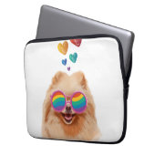 Spitz Hund am Herztag Valentinstag Laptopschutzhülle (Vorderseite Links)