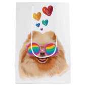 Spitz Hund am Herztag Valentinstag Mittlere Geschenktüte (Rückseite)