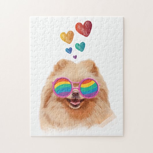 Spitz Hund am Herztag Valentinstag Puzzle (Vertikal)