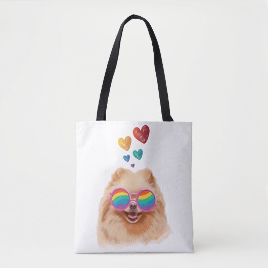 Spitz Hund am Herztag Valentinstag Tasche (Vorderseite)