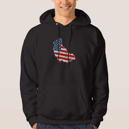 Spitz Hund American Flag Patriotic Haustier 4. Hoodie (Vorderseite)