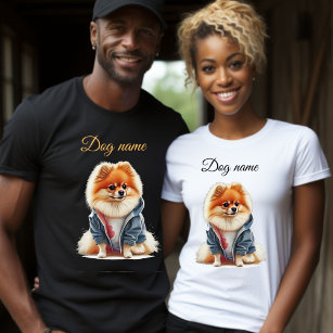 Spitz Hund anpassen Name, Ihr eigener Hundename T-Shirt