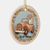 Spitz Hund Auto fahren Keramik Ornament (Rechts)