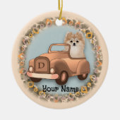 Spitz Hund Auto fahren Keramik Ornament (Vorne)