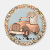 Spitz Hund Auto fahren Magnet (Vorne)