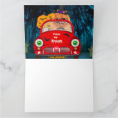 Spitz Hund Autofahren Auto Beängstigend Halloween Karte (Innenseite)