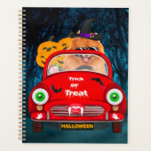 Spitz Hund Autofahren Auto Beängstigend Halloween Planer (Vorderseite)
