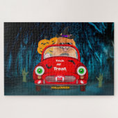 Spitz Hund Autofahren Auto Beängstigend Halloween Puzzle (Horizontal)