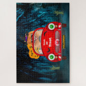 Spitz Hund Autofahren Auto Beängstigend Halloween Puzzle (Vertikal)