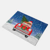 Spitz Hund Autofahren im Schnee Weihnachten Fußmatte (Schrägansicht)