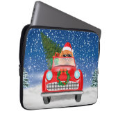 Spitz Hund Autofahren im Schnee Weihnachten Laptopschutzhülle (Vorne Rechts)