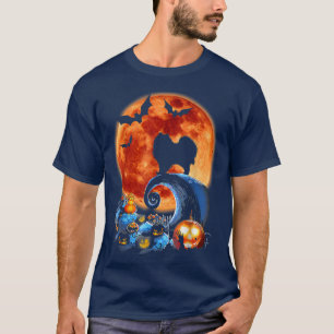 Spitz Hund Beängstigend und Mond Funny Halloween K T-Shirt