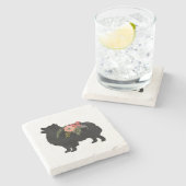 Spitz Hund Breed Boho Silhouette Steinuntersetzer (Seitenansicht)