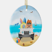 Spitz Hund fahren am Strand Keramik Ornament (Rechts)
