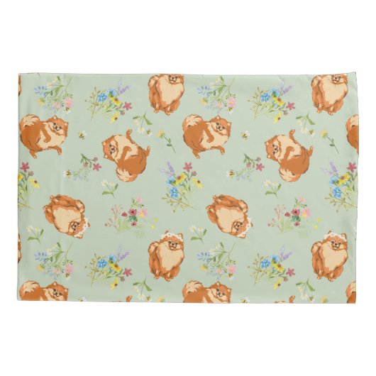 Spitz Hund Floral Kissenbezug (Rückseite)