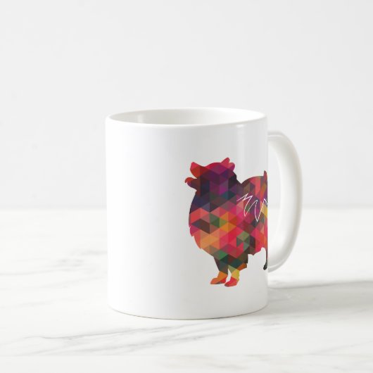 Spitz Hund Geo Silhouette Multi Kaffeetasse (VorderseiteRechts)