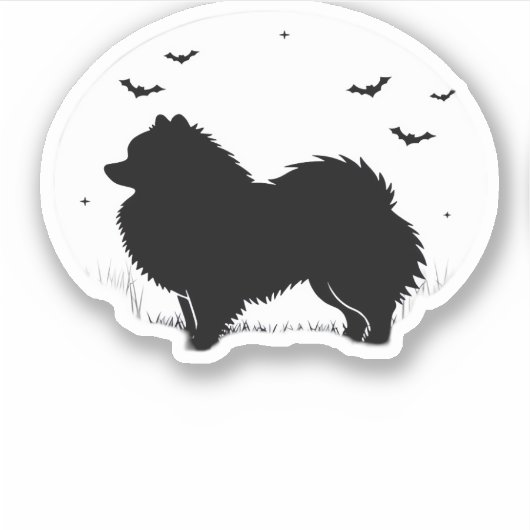 Spitz Hund - Halloween Moon Silhouette Classic Aufkleber (Vorderseite)