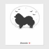 Spitz Hund � Halloween Moon Silhouette Classic Aufkleber (Blatt)