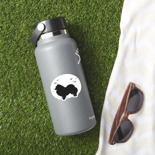 Spitz Hund � Halloween Moon Silhouette Classic Aufkleber (HydroFlask Insitu)